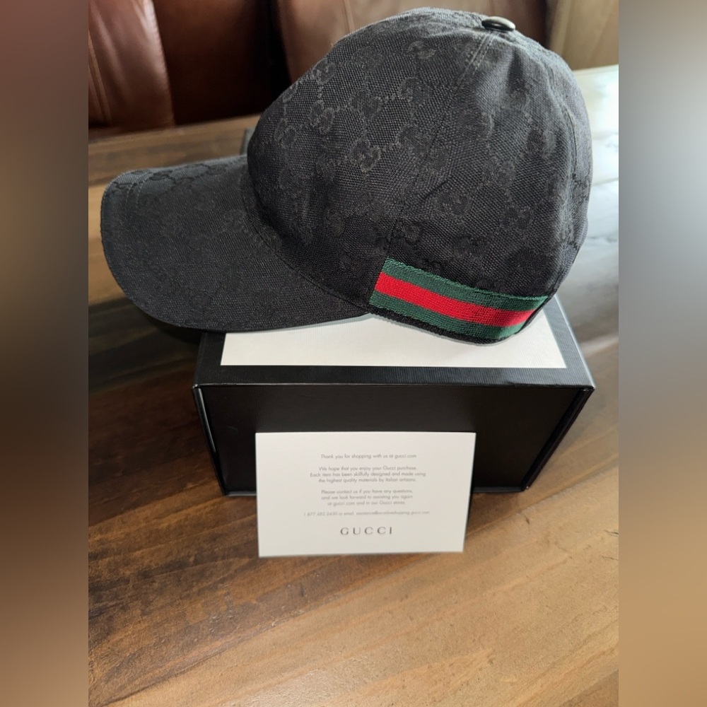 Gucci Black Hat with Signature Stripe